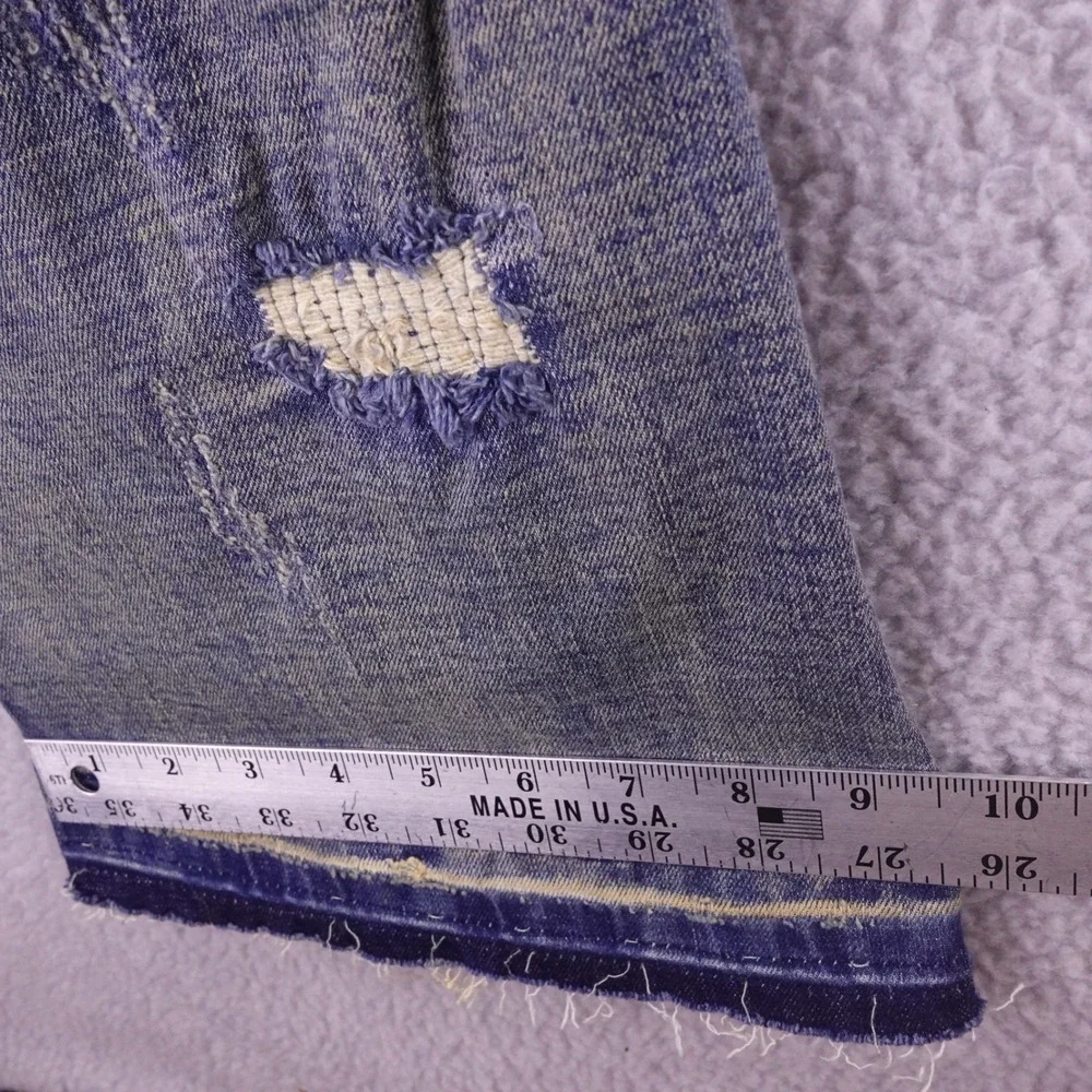 Valabasas Mens Distressed Stacked Flare Carpenter Jeans Blue Size 36 Heavy Rip